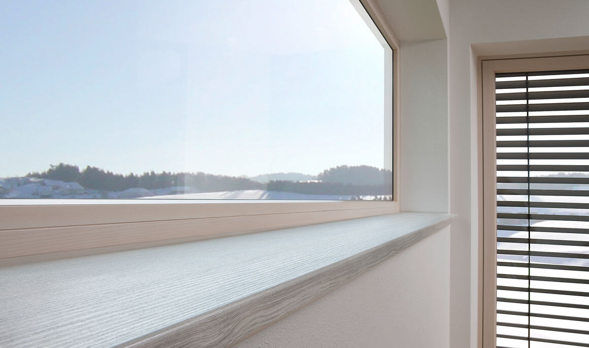 Innenfensterbank Helopal fenorm Trend in weiß, 500x150mm, moderne & enorm kratzfeste Fensterbank Detail 1