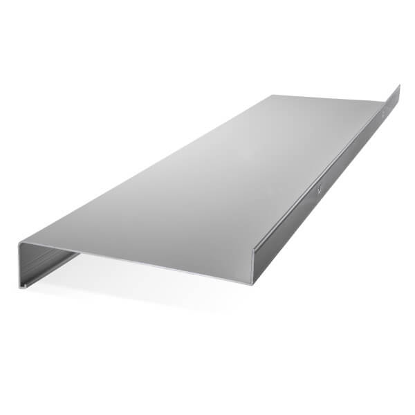Fensterbank aussen aus Alu in Weißaluminium (RAL9006) mit 40mm Tropfkante, 50mm Ausladung Detail 1